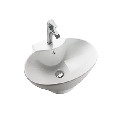 כיור מונח אובלי לאמבטיה גפן 580X440X175 לבן + חור לברז